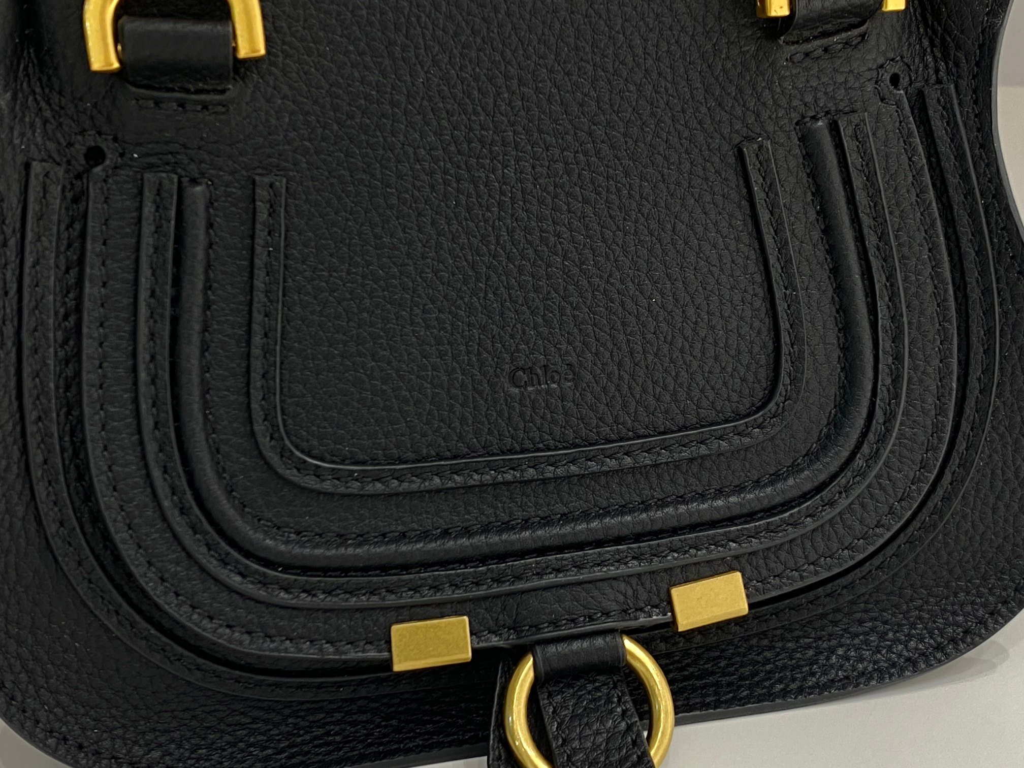 Chloe Mini Marcie Bag In Black Grained Leather